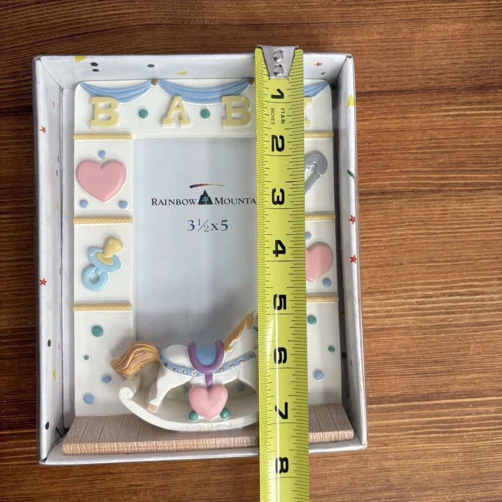 Rainbow Mountain Baby Photo Frame Rocking Horse Nursery 3.5x5 Picture
